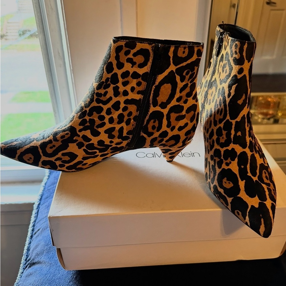 Calvin Klein Animal Print Ankle Booties